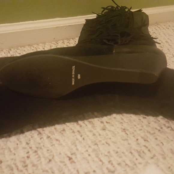 Leather upper Fringe black suede boot NWT/ New - Picture 2 of 6